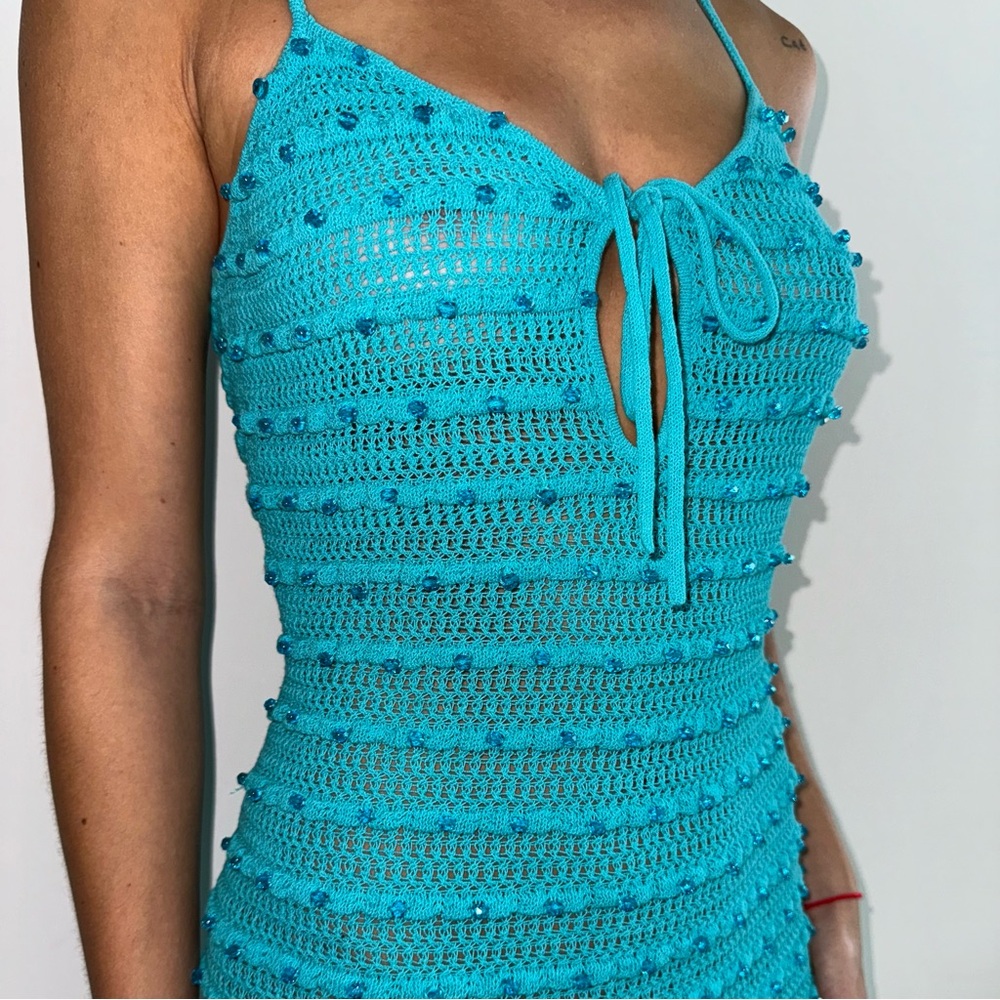 SELF-PORTRAIT Embellished knit dress